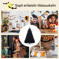 Musta keinotekoinen joulukuusi 225 cm Halloween koristepuu