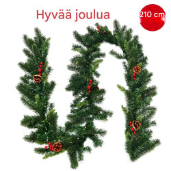 Vihreä 270 cm valaistu jouluköynnös LED-valoilla