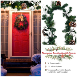 270 cm vihreä jouluköynnös 50 LED-valolla