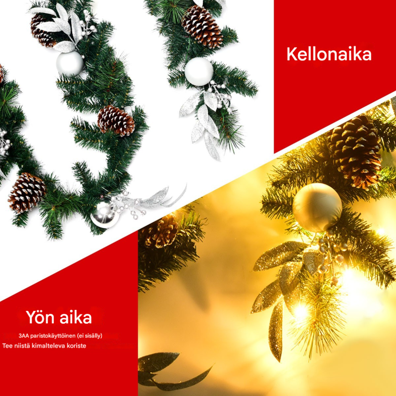 270 cm vihreä jouluköynnös 50 LED-valolla