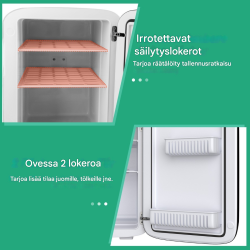 15 litran mini jääkaappi ja lämmitin musta-valkoinen