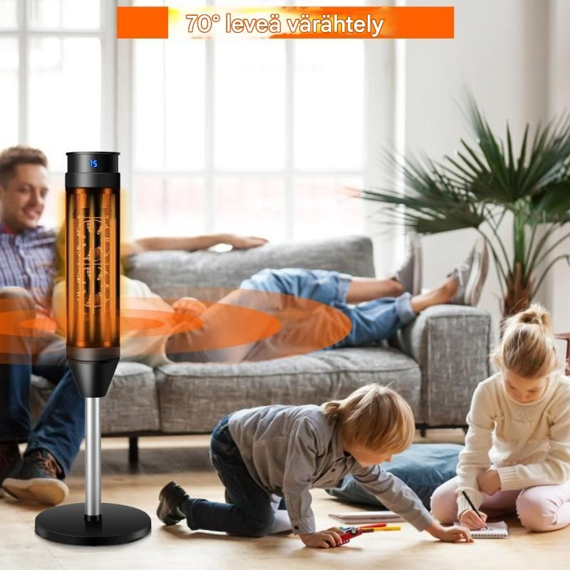 Oskilloiva keraaminen tornilämmitin ajastimella musta