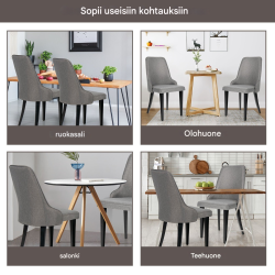 Harmaat ergonomiset ruokapöydän tuolit, pehmustetut ja kestävät