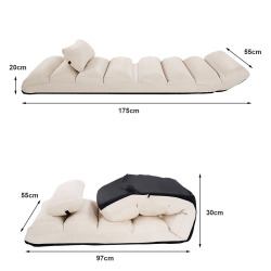 Beige monikäyttöinen lattiasohva, 5-portainen säädettävä selkänoja Beige monikäyttöinen lattiasohva, 5-portainen säädettävä selkänoja