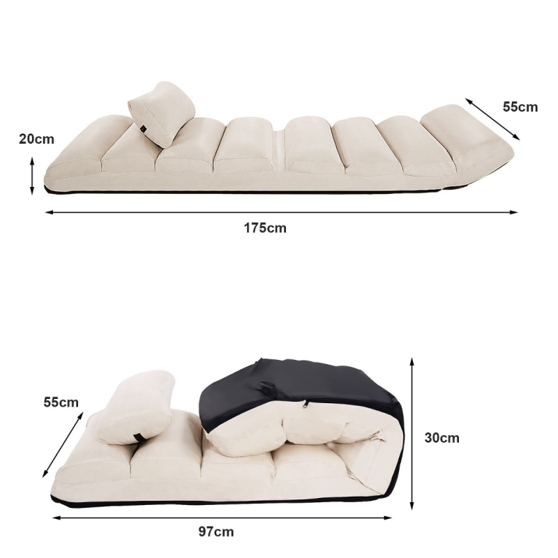 Beige monikäyttöinen lattiasohva, 5-portainen säädettävä selkänoja Beige monikäyttöinen lattiasohva, 5-portainen säädettävä selkänoja