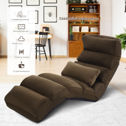 Ruskea monikäyttöinen lattiasohva säädettävällä selkänojalla ja teräsrungolla Ruskea monikäyttöinen lattiasohva säädettävällä selkänojalla ja teräsrungolla
