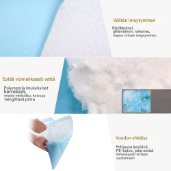 Koiran harjoitusalustat, kertakäyttöiset, 200 kpl, sininen ja valkoinen