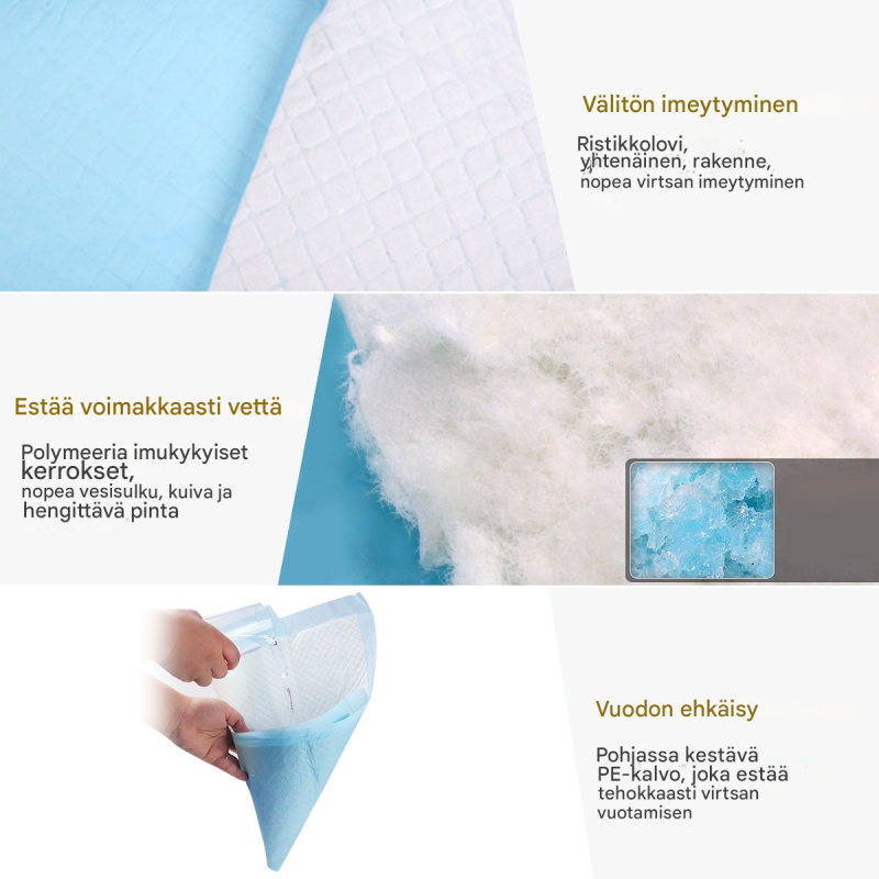 Koiran harjoitusalustat, kertakäyttöiset, 200 kpl, sininen ja valkoinen