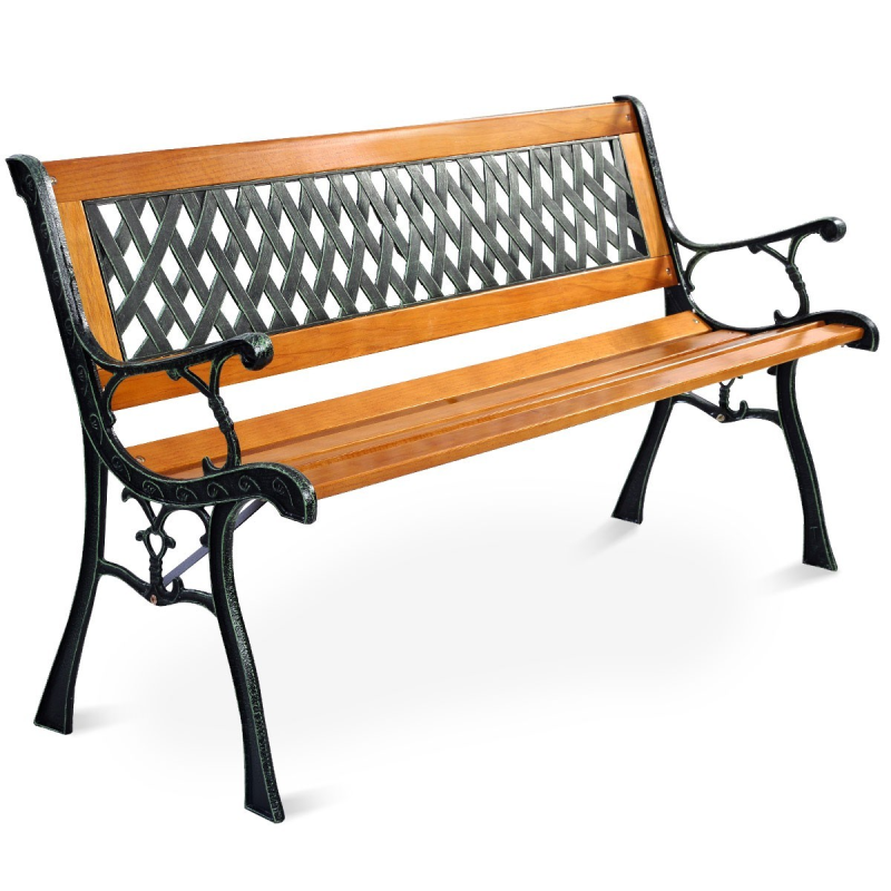 Puutarhapenkki valuraudasta ja puusta ruskea 125x52x73 cm