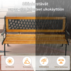 Puutarhapenkki valuraudasta ja puusta, ruskea, 125x52x73 cm