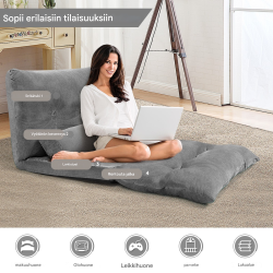 Säädettävä harmaa monikäyttöinen lattiasohva 178x98x18 cm Säädettävä harmaa monikäyttöinen lattiasohva 178x98x18 cm
