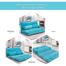 Säädettävä sininen lattiasohva kahdella tyynyllä 180x98x18 cm Säädettävä sininen lattiasohva kahdella tyynyllä 180x98x18 cm