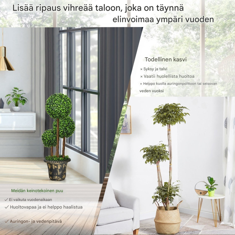 Keinotekoinen vihreä puu sisä- ja ulkokäyttöön 91 cm