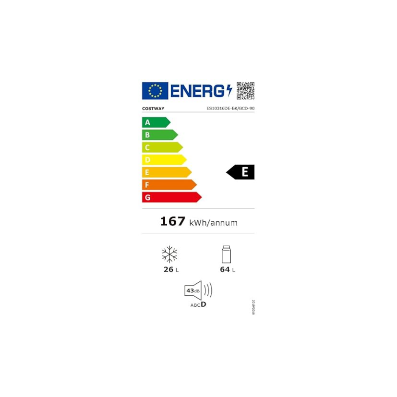 Musta 90L mini-jääkaappi pakastimella ja säädettävällä lämpötilalla