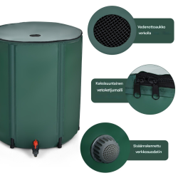 Taitettava sadesäiliö 225L tummanvihreä puutarhaan ja autopesuun