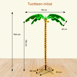 Vihreä tekopalmu LED-valoilla, sisä- ja ulkokäyttöön