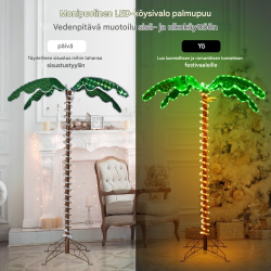 Vihreä tekopalmu LED-valoilla, sisä- ja ulkokäyttöön