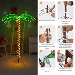 Vihreä tekopalmu LED-valoilla, sisä- ja ulkokäyttöön