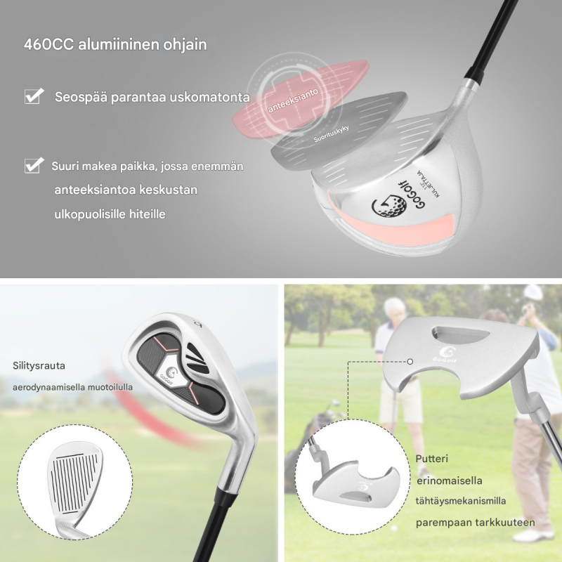 Täydellinen naisten 10-osainen vaaleanpunainen golfsetti