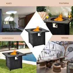 Musta monikäyttöinen tulisijapöytä ulkokäyttöön 81 cm