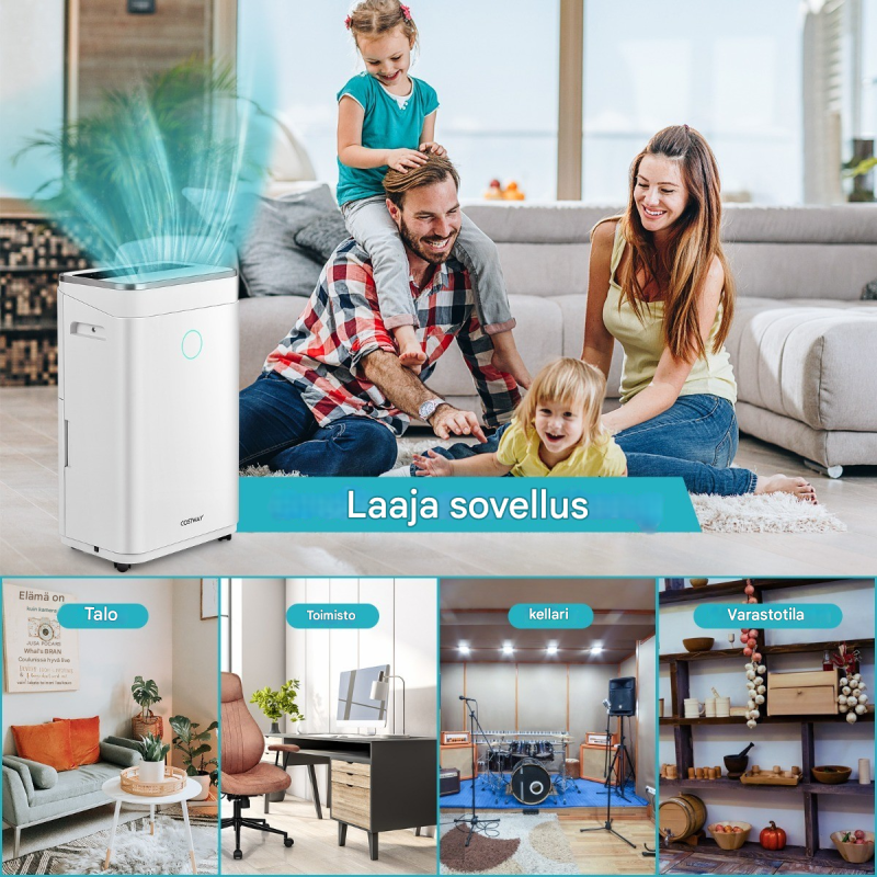Tehokas valkoinen ilmankuivain 25L/vrk LED-näytöllä