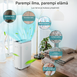 Tehokas valkoinen ilmankuivain 25L/vrk LED-näytöllä