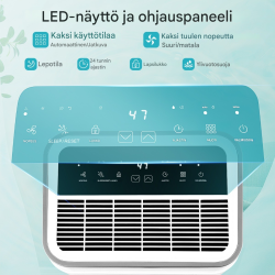 Tehokas valkoinen ilmankuivain 25L/vrk LED-näytöllä