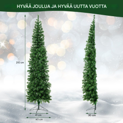 Puolikas vihreä joulukuusi 210 cm 150 LED-valolla