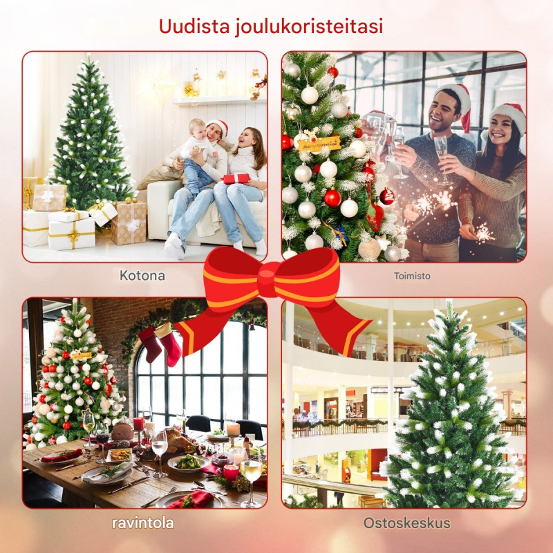 Vihreä 180 cm luminen tekokuusi 850 oksalla