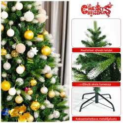 Vihreä 180 cm luminen tekokuusi 850 oksalla