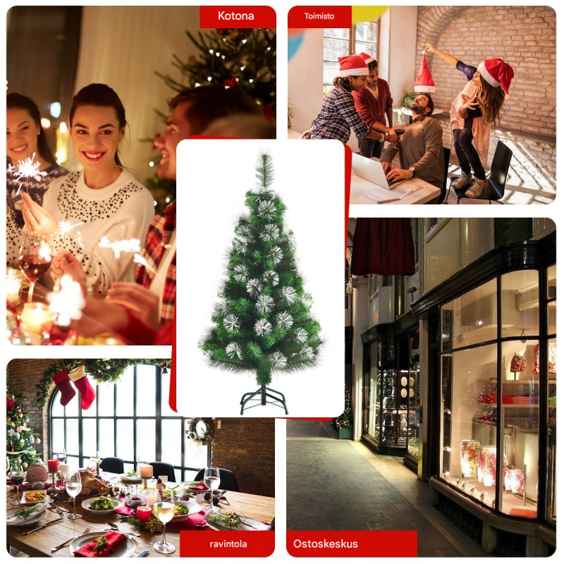 Lumikuusi 120 cm vihreä metallijalustalla sisäkäyttöön