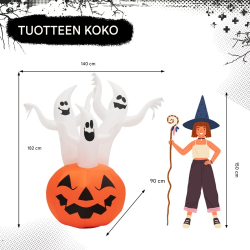 Puutarhan halloween-koriste: kurpitsa ja kolme haamua, 175 cm