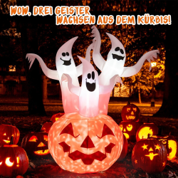 Puutarhan halloween-koriste: kurpitsa ja kolme haamua, 175 cm
