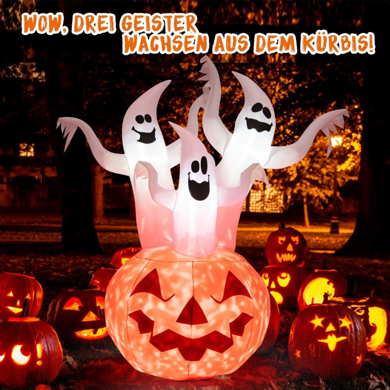 Puutarhan halloween-koriste: kurpitsa ja kolme haamua, 175 cm