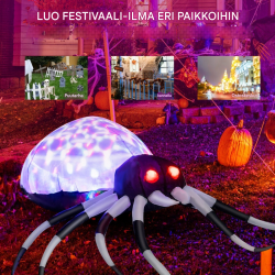 Puhallettava violetti Halloween-hämähäkki monivärisillä valoilla ulkokäyttöön