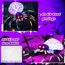 Puhallettava violetti Halloween-hämähäkki monivärisillä valoilla ulkokäyttöön