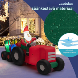 Puhallettava joulupukki LED-valoilla, värikäs ulkokoriste