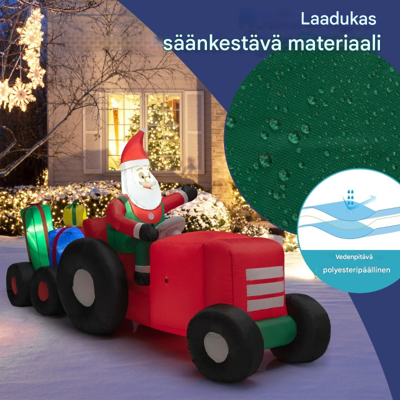 Puhallettava joulupukki LED-valoilla, värikäs ulkokoriste