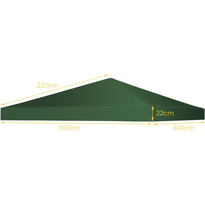 Paviljongin varakatto 300x300 cm, tummanvihreä, vedenpitävä polyesteri