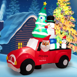 Puhallettava joulurekka 220 cm LED-valoilla ulkokäyttöön