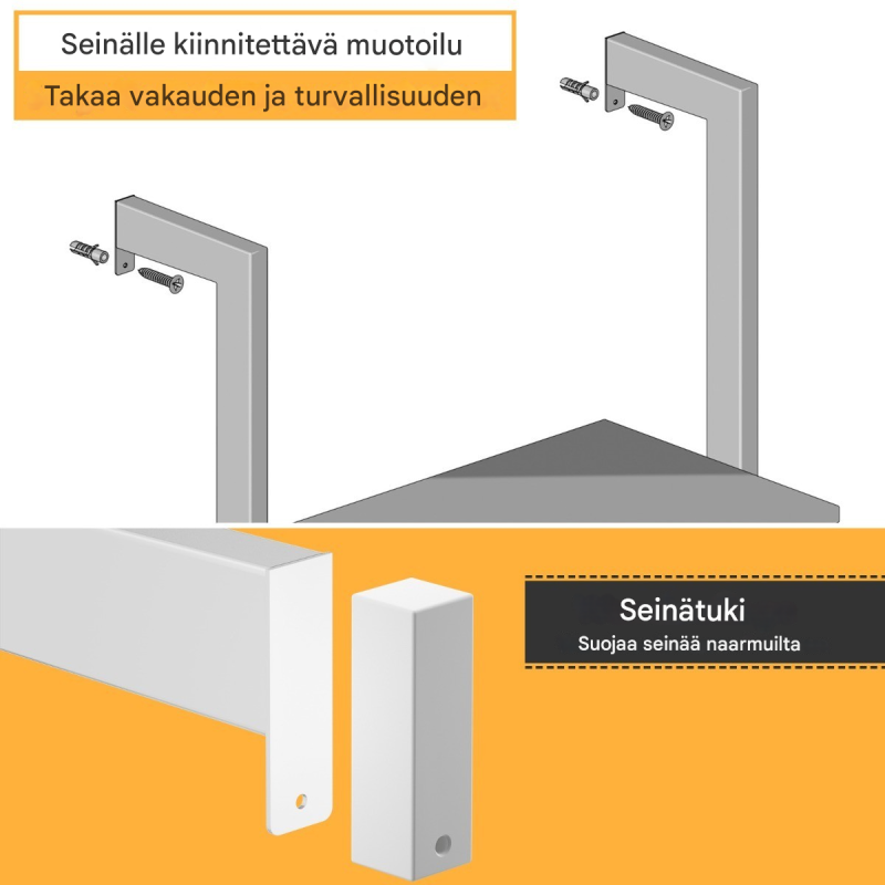 Valkoinen 5-tasoinen lehtihylly metallikehyksellä Valkoinen 5-tasoinen lehtihylly metallikehyksellä