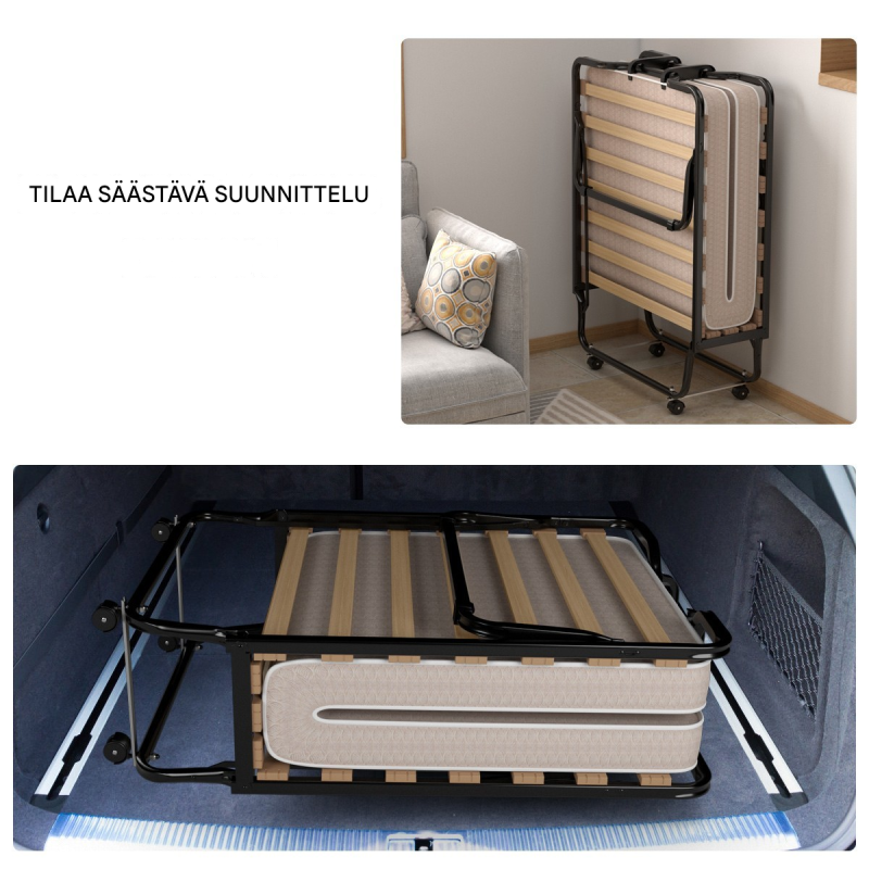 Taitettava vierasvuode memory-vaahtomuovipatjalla, beige 200 x 80 cm