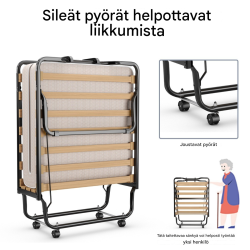 Taitettava vierasvuode memory-vaahtomuovipatjalla, beige 200 x 80 cm