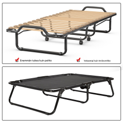 Taitettava vierasvuode memory-vaahtomuovipatjalla, beige 200 x 80 cm