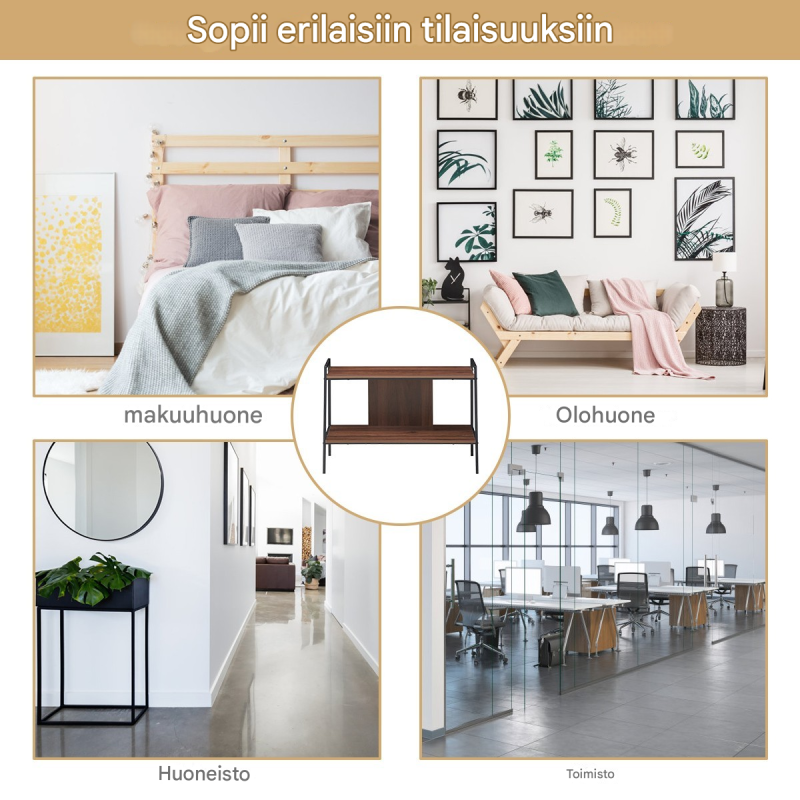 Pähkinänvärinen tv-viihdekeskus, kaksitasoinen säilytys, jopa 32 tuumaa