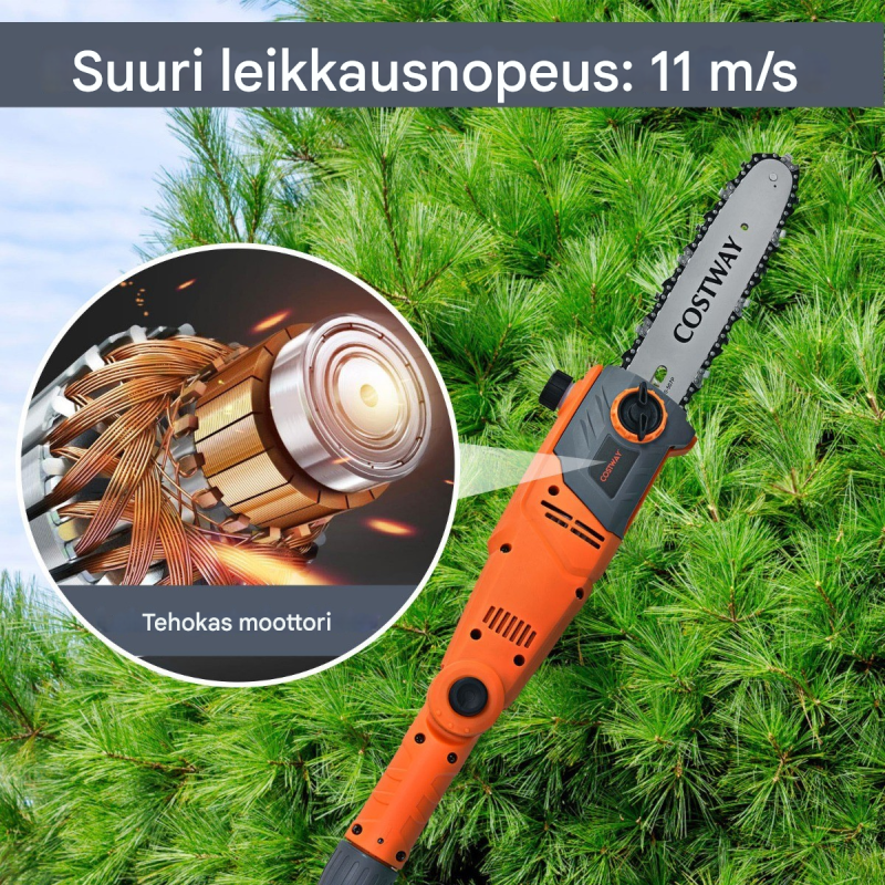 Sähköinen teleskooppivarsi oksasaha oranssi puutarhatöihin