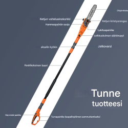 Sähköinen teleskooppivarsi oksasaha oranssi puutarhatöihin