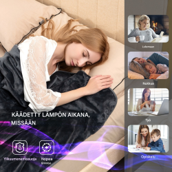 Sähköinen harmaa heittoviltti, 9 lämmitystasoa, flanelli