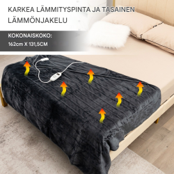 Sähköinen harmaa heittoviltti, 9 lämmitystasoa, flanelli