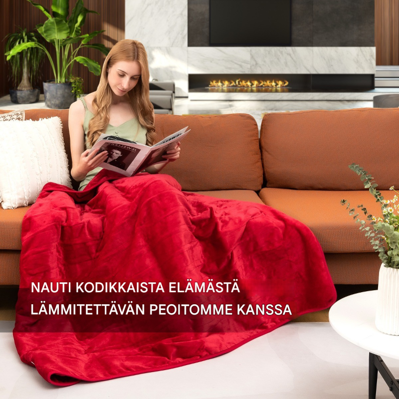 Sähköinen lämpöpeitto 9 lämmitystasoa punainen flanelli